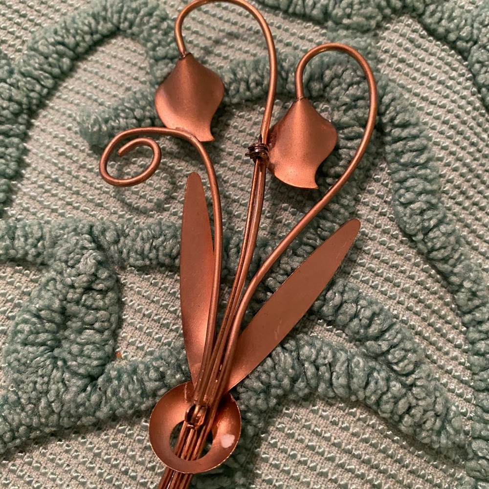 Unsigned Copper Brooch - image 2